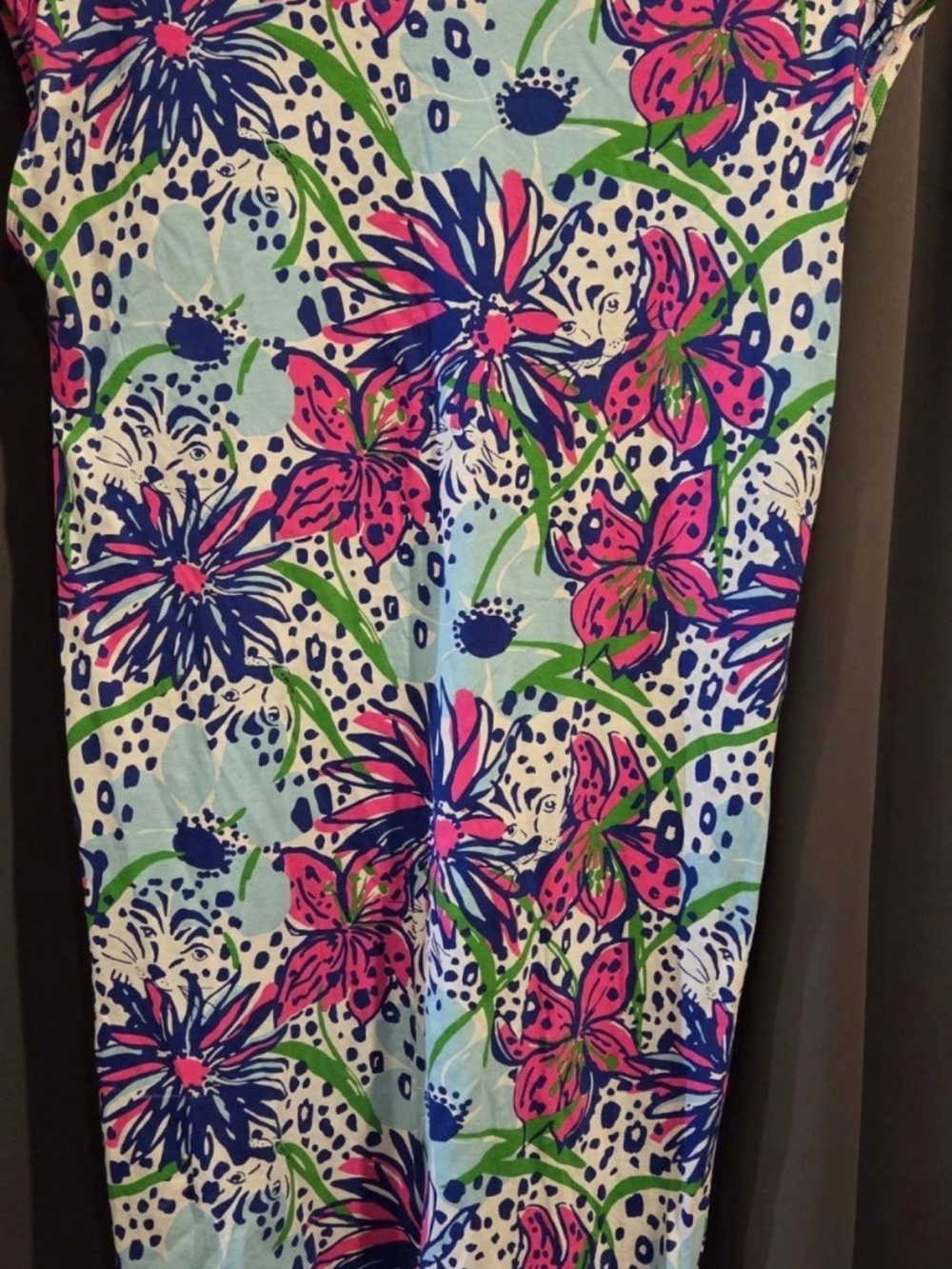 Lilly Pulitzer Blue Floral Print Dress with Pink & Green Accents